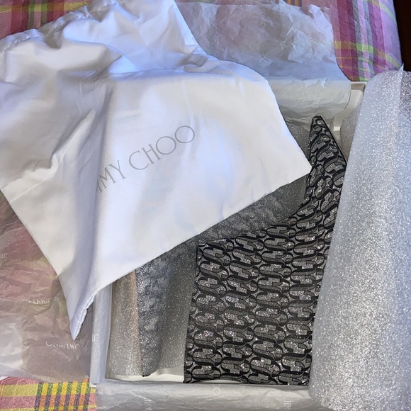 Jimmy Choo Marinda silver/black glitter leather fits a size 10 but they are 43 - Picture 12 of 12
